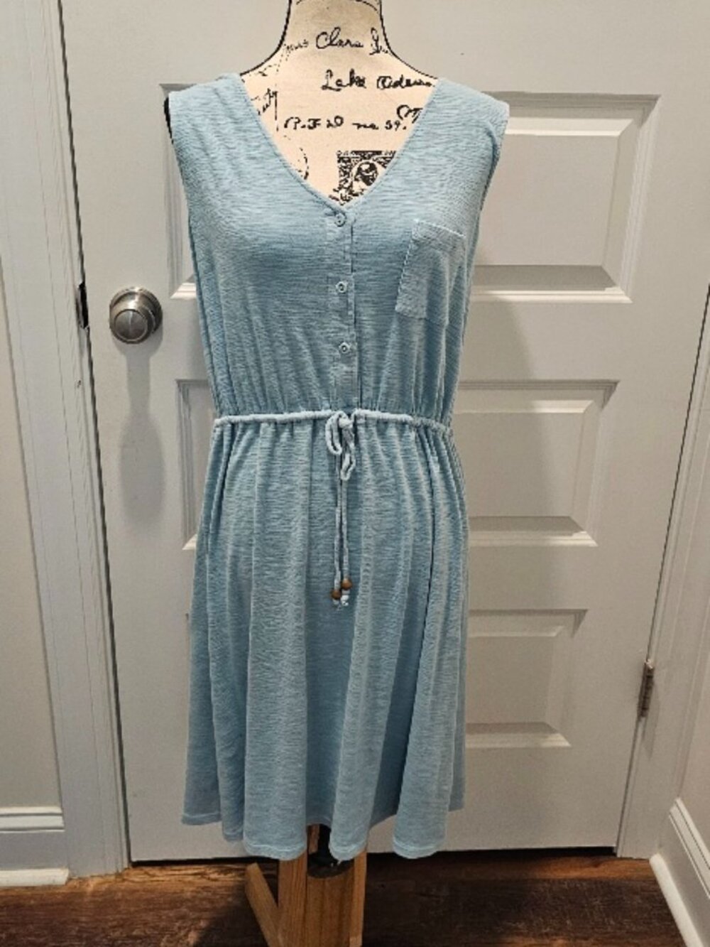 Tommy Bahama Size L Large Sleeveless Sea Seafoam Blue Dress EUC